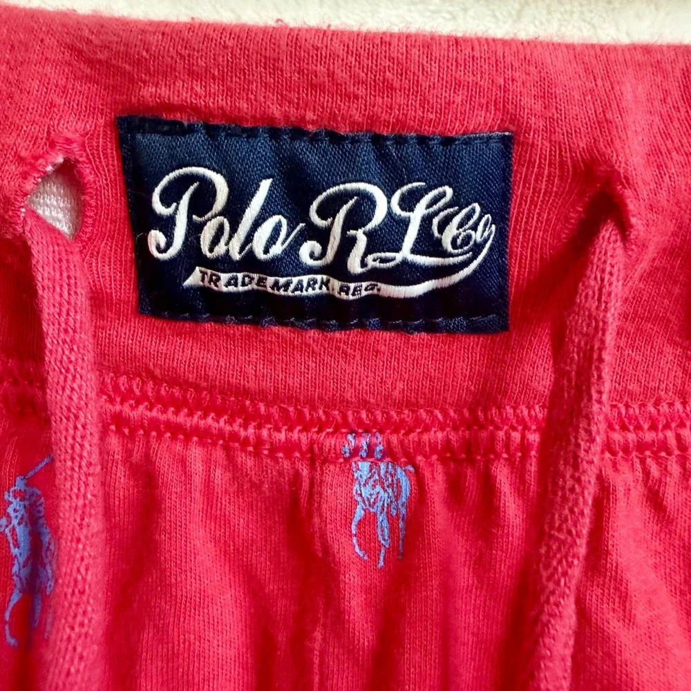 Polo Ralph Lauren Red Coral Allover Pony Print Sleep Shorts Pajama Bottoms Sz L